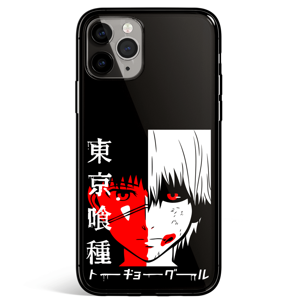 Tokyo Ghoul Head Tempered Glass Soft Silicone iPhone Case