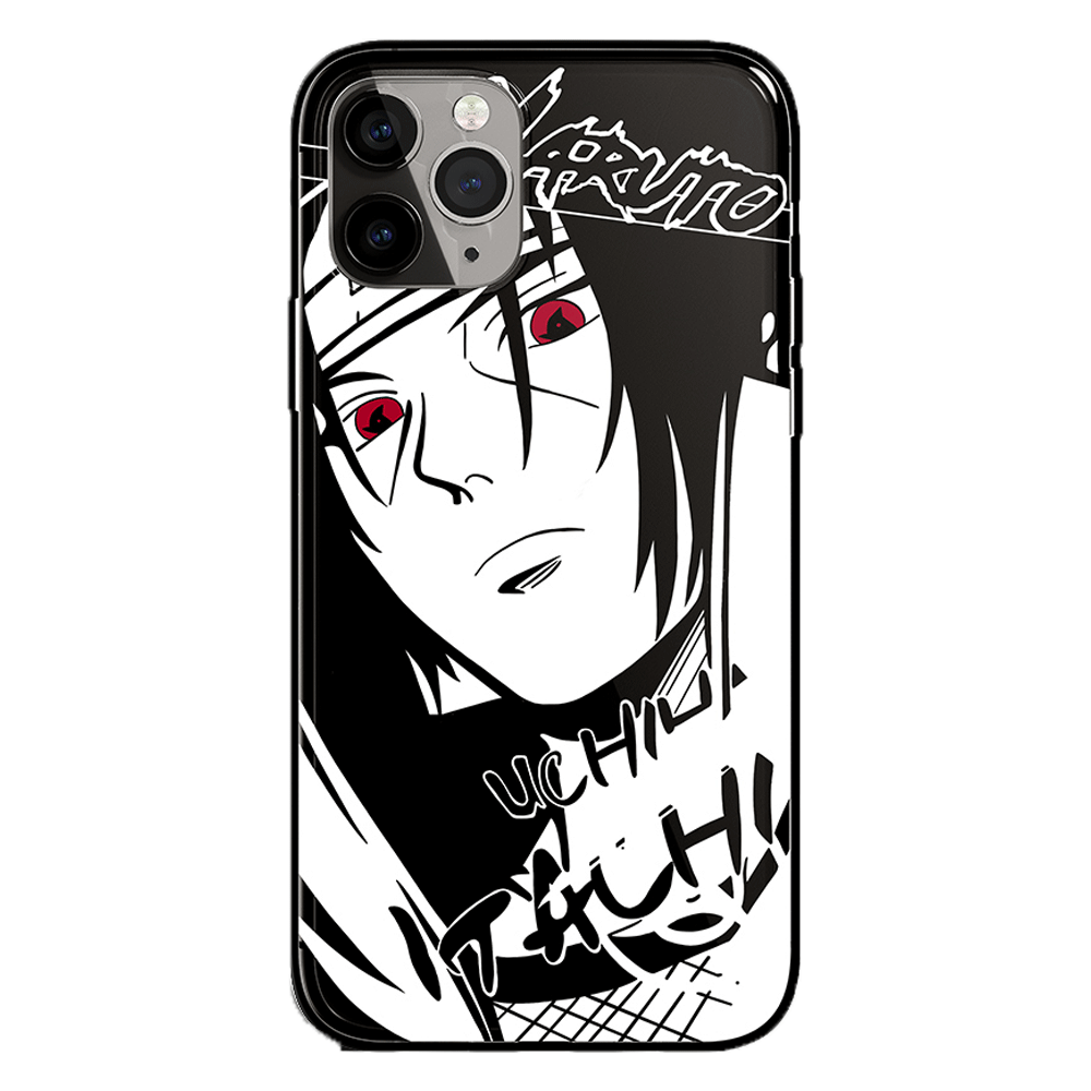 Naruto Characters Sketch Tempered Glass iPhone Case- Madara Pain Sasuke