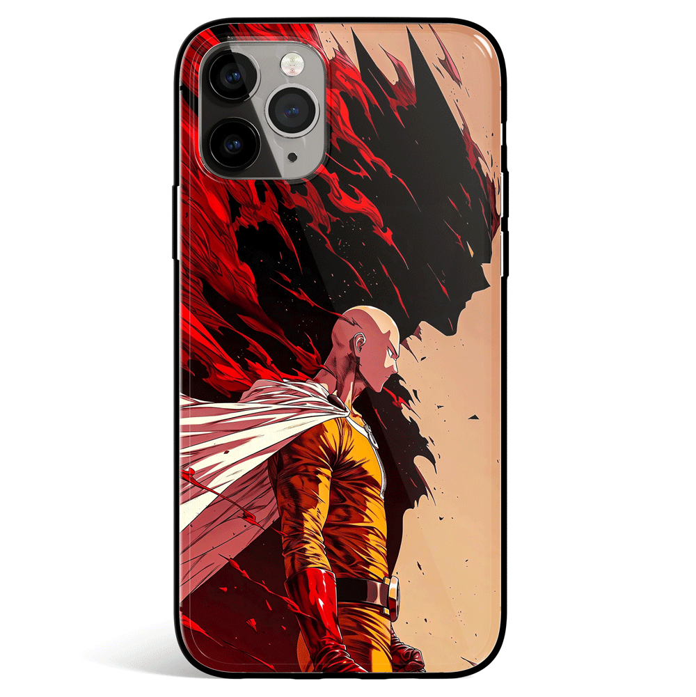 One Punch Man Saitama Tempered Glass Soft Silicone iPhone Case