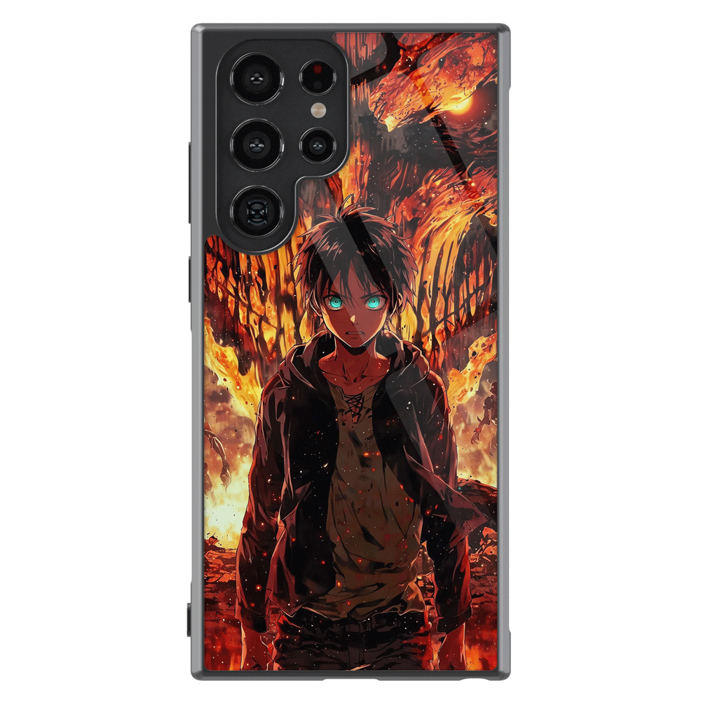 Attack On Titan Eren Tempered Glass Tough Samsung Phone Case