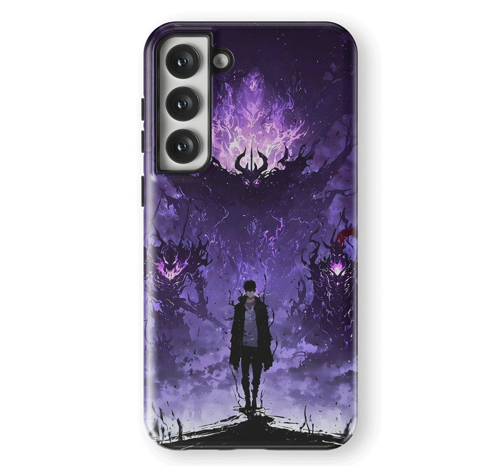 Solo Leveling Sung Jin-Woo Shadow Monarch Tempered Glass Tough Samsung Phone Case