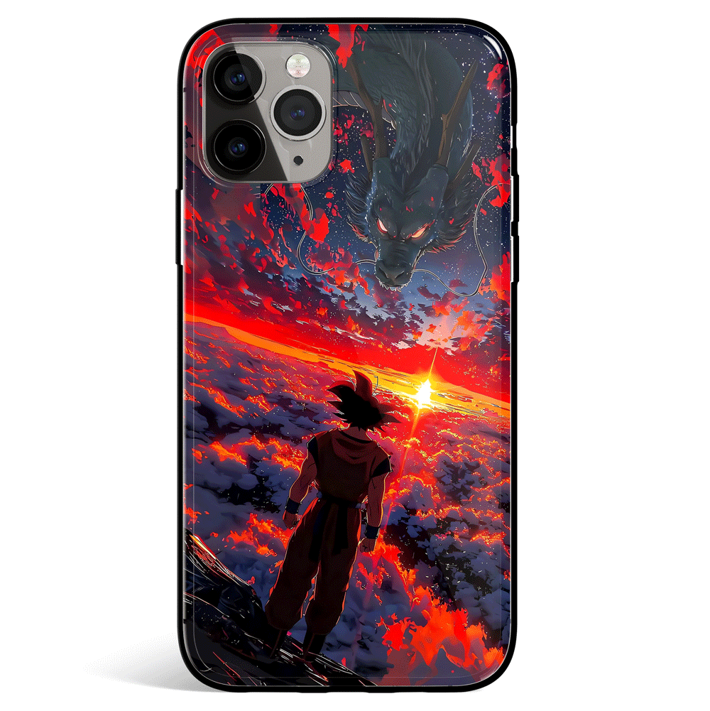 Dragon Ball Goku and Shenron Tempered Glass Soft Silicone iPhone Case