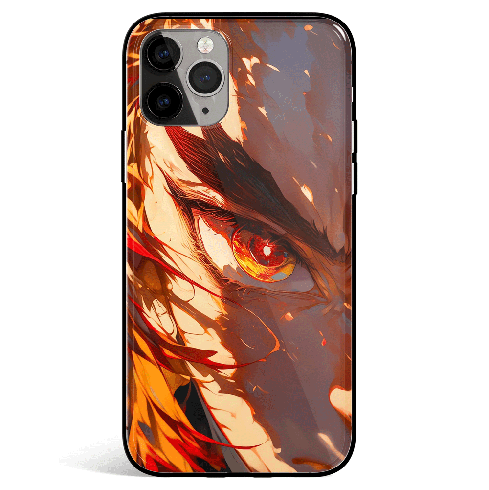 Demon Slayer Kyojuro Tempered Glass Soft Silicone iPhone Case