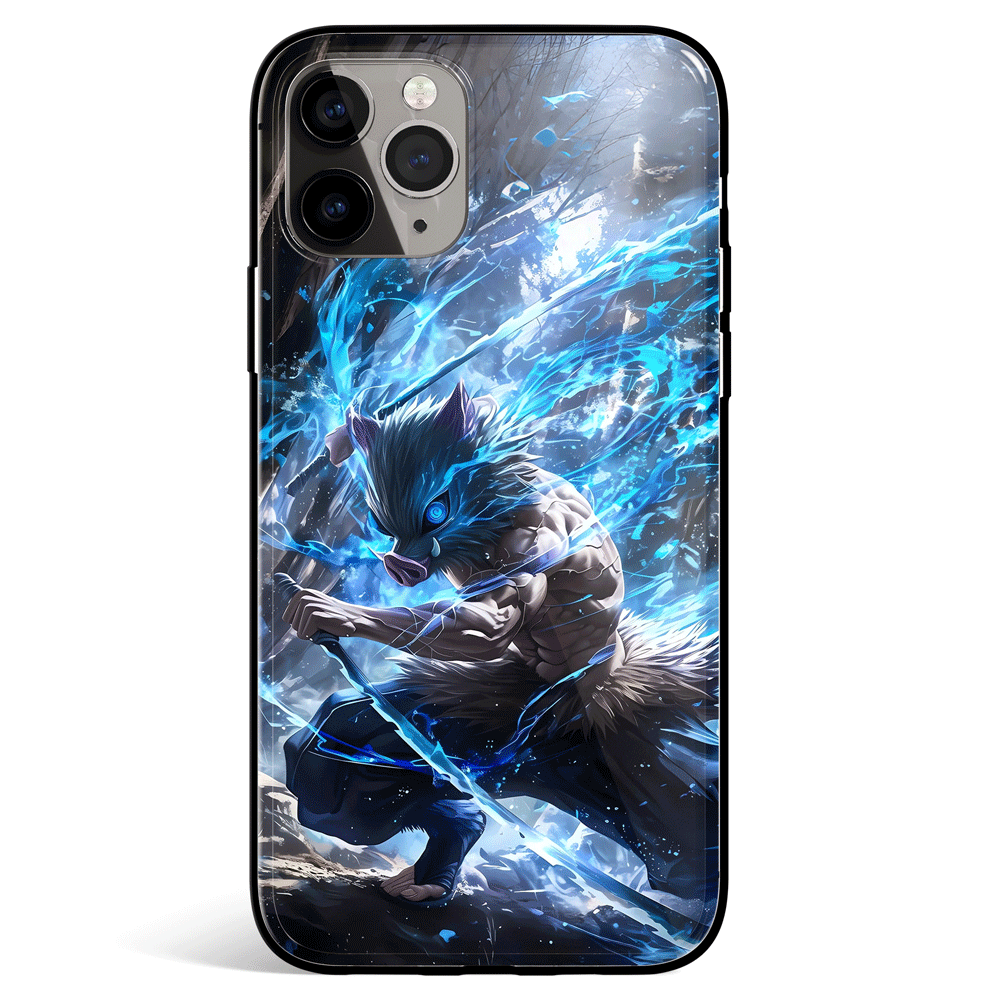 Demon Slayer Inosuke Tempered Glass Soft Silicone iPhone Case