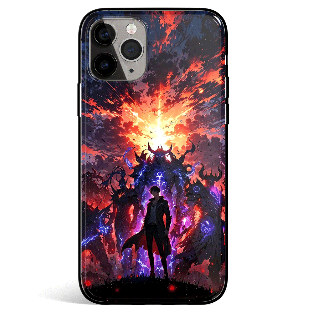 Solo Leveling Sung Jin-Woo Shadow Army Tempered Glass Soft Silicone iPhone Case