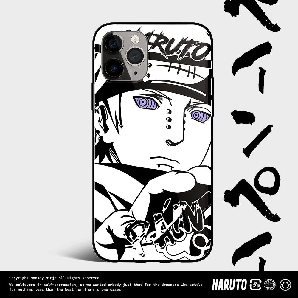 Naruto Characters Sketch Tempered Glass iPhone Case- Madara Pain Sasuke