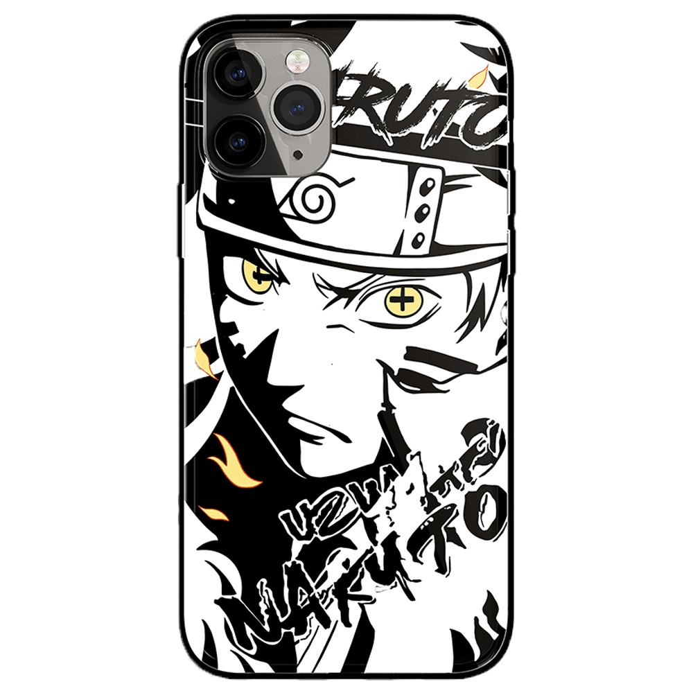 Naruto Characters Sketch Tempered Glass iPhone Case- Madara Pain Sasuke