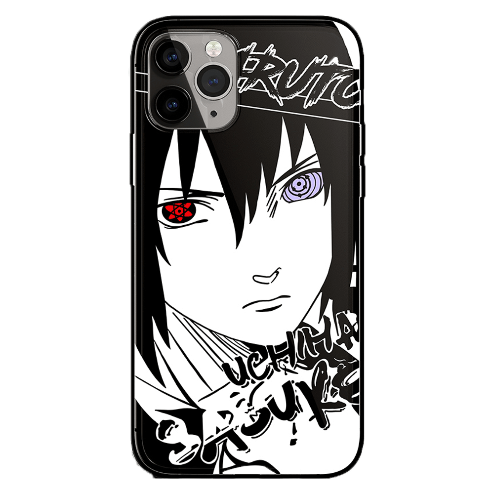 Naruto Characters Sketch Tempered Glass iPhone Case- Madara Pain Sasuke