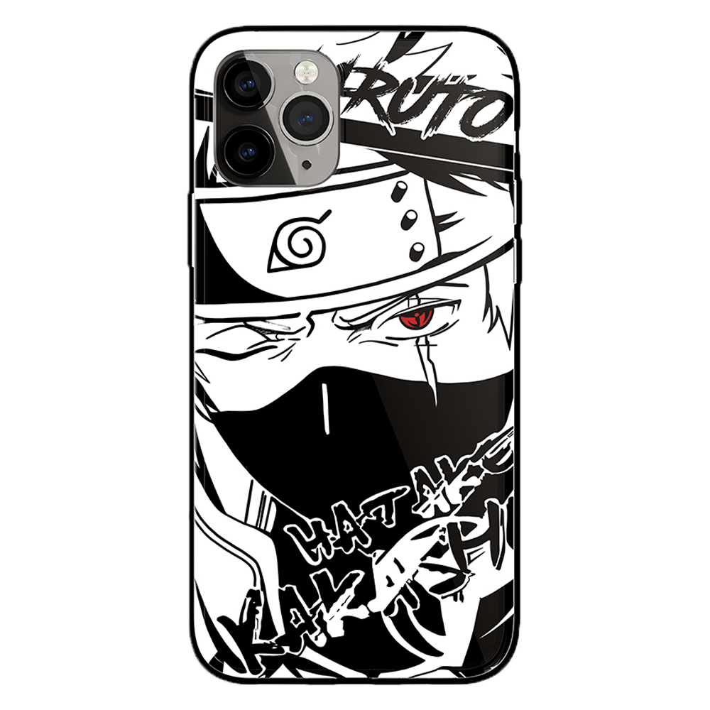 Naruto Characters Sketch Tempered Glass iPhone Case- Madara Pain Sasuke