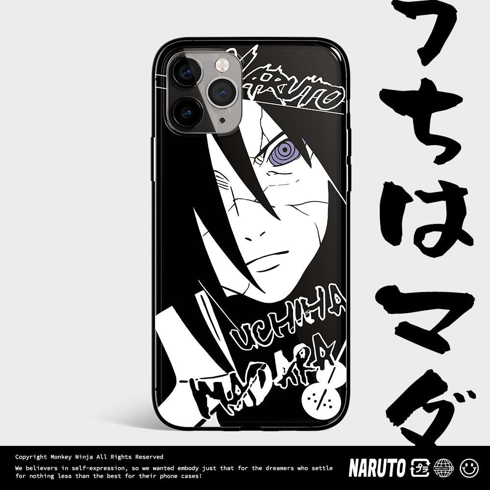 Naruto Characters Sketch Tempered Glass iPhone Case- Madara Pain Sasuke