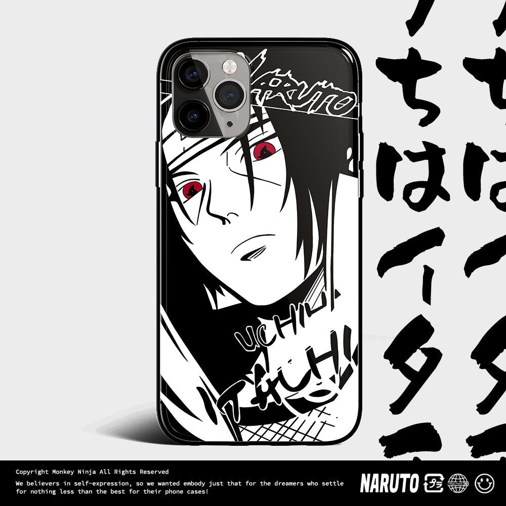 Naruto Characters Sketch Tempered Glass iPhone Case- Madara Pain Sasuke