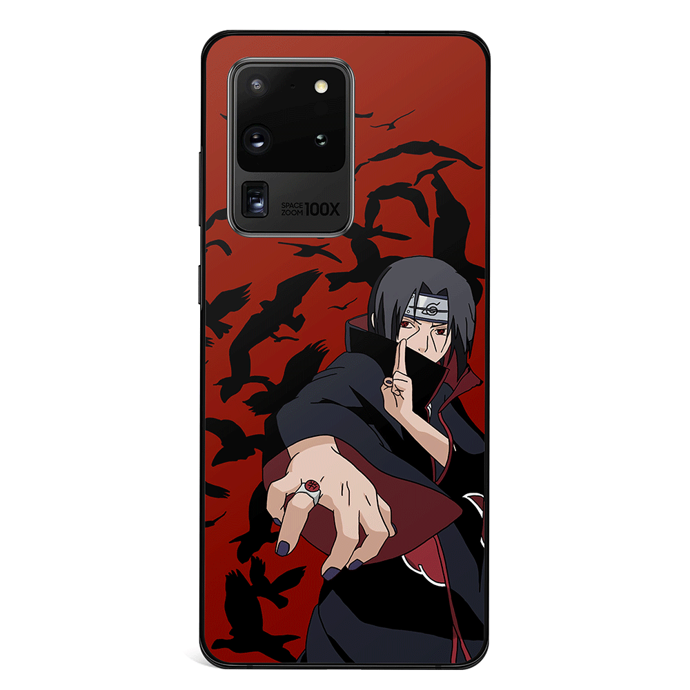 Itachi Sharingan & Summon Crows Bunshinjutsu Tempered Glass Samsung Phone Case
