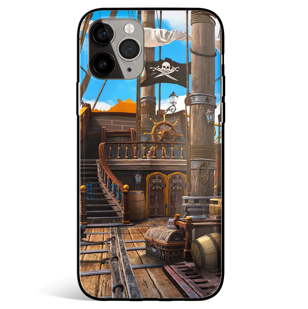One Piece Pirate Ship Tempered Glass Soft Silicone iPhone Case-Phone Case-Monkey Ninja-iPhone X/XS-Tempered Glass-Monkey Ninja
