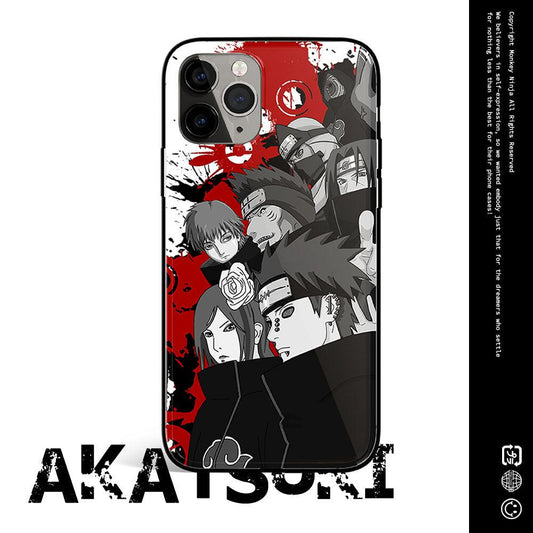 Naruto Akatsuki Tempered Glass Soft Silicone Phone Case-Phone Case-Monkey Ninja-iPhone X/XS-Tempered Glass-Monkey Ninja
