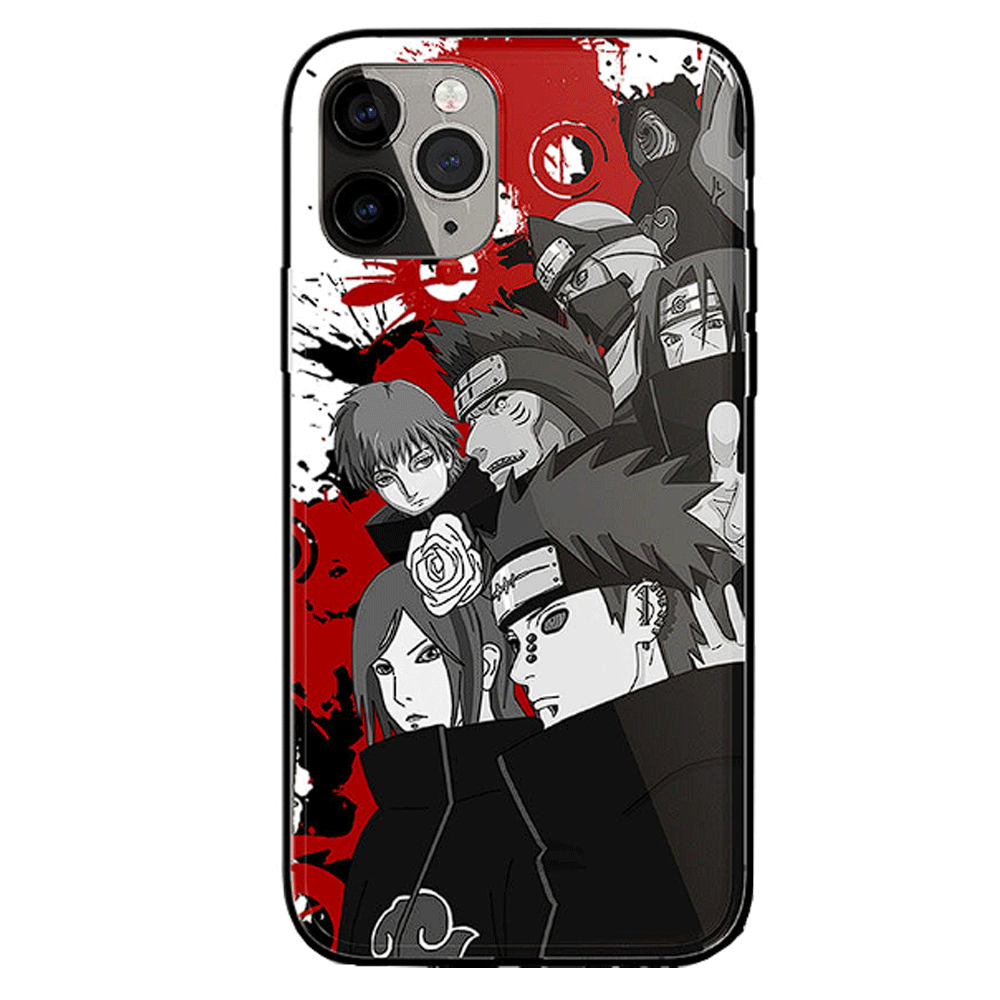 Naruto Akatsuki Tempered Glass Soft Silicone Phone Case