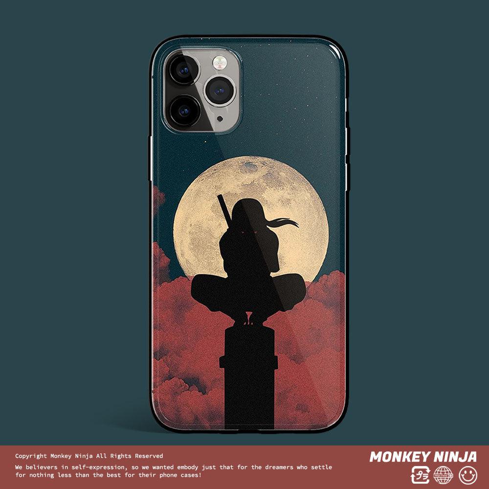Naruto Itachi Squat on Wire Pole Tempered Glass Soft Silicone iPhone Case