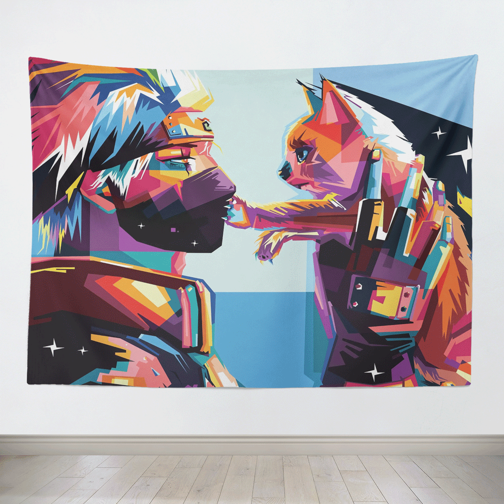 Naruto Colorful Kakashi Profile Tapestry