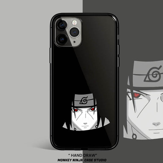 Missing-Nin Itachi Silhouettes Tempered Glass Soft Silicone iPhone Case-Phone Case-Monkey Ninja-iPhone X/XS-Tempered Glass-Monkey Ninja