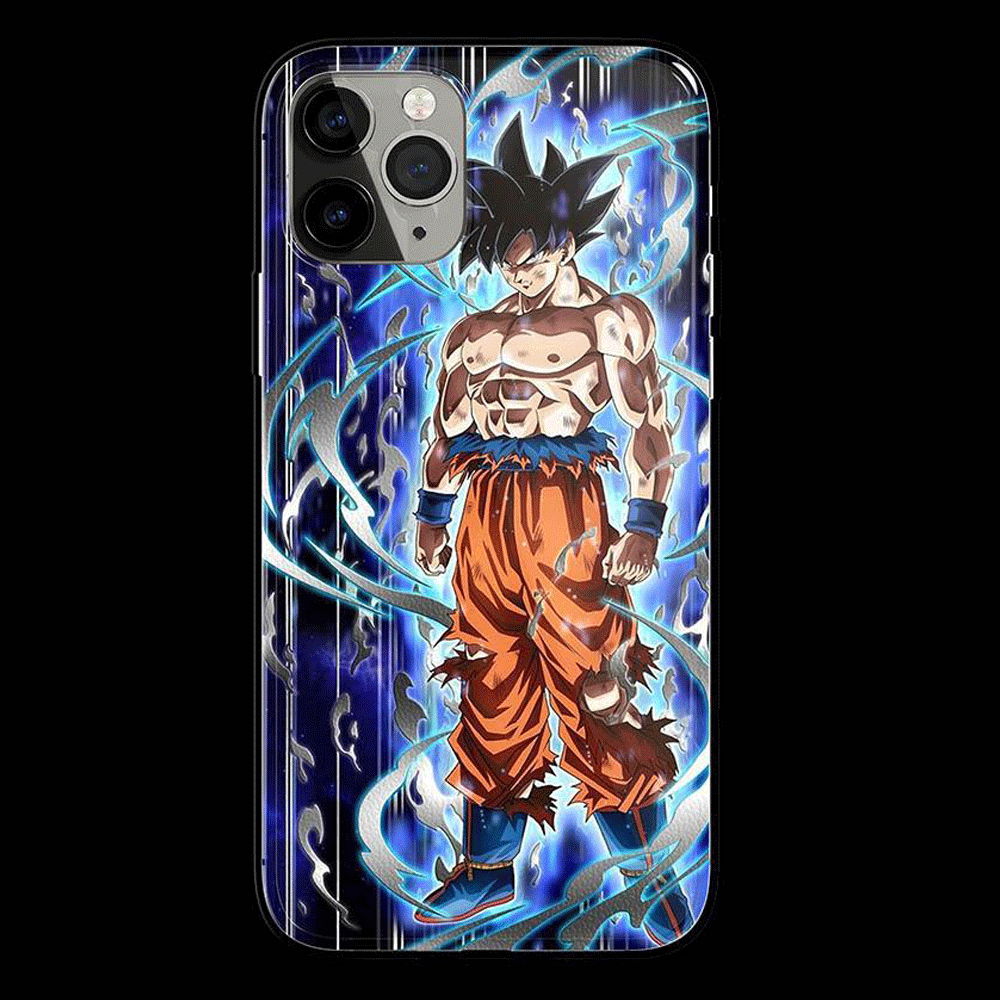Burning Goku Tempered Glass Soft Silicone Phone Case-Phone Case-Monkey Ninja-iPhone XR-Blue Goku-Tempered Glass-Monkey Ninja