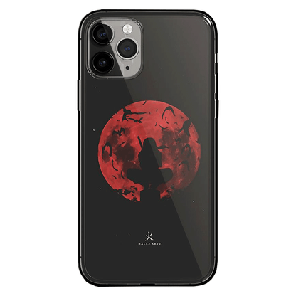 Itachi with Bloody Moon Tempered Glass Soft Silicone iPhone Case-Phone Case-Monkey Ninja-iPhone XR-Tempered Glass-Monkey Ninja