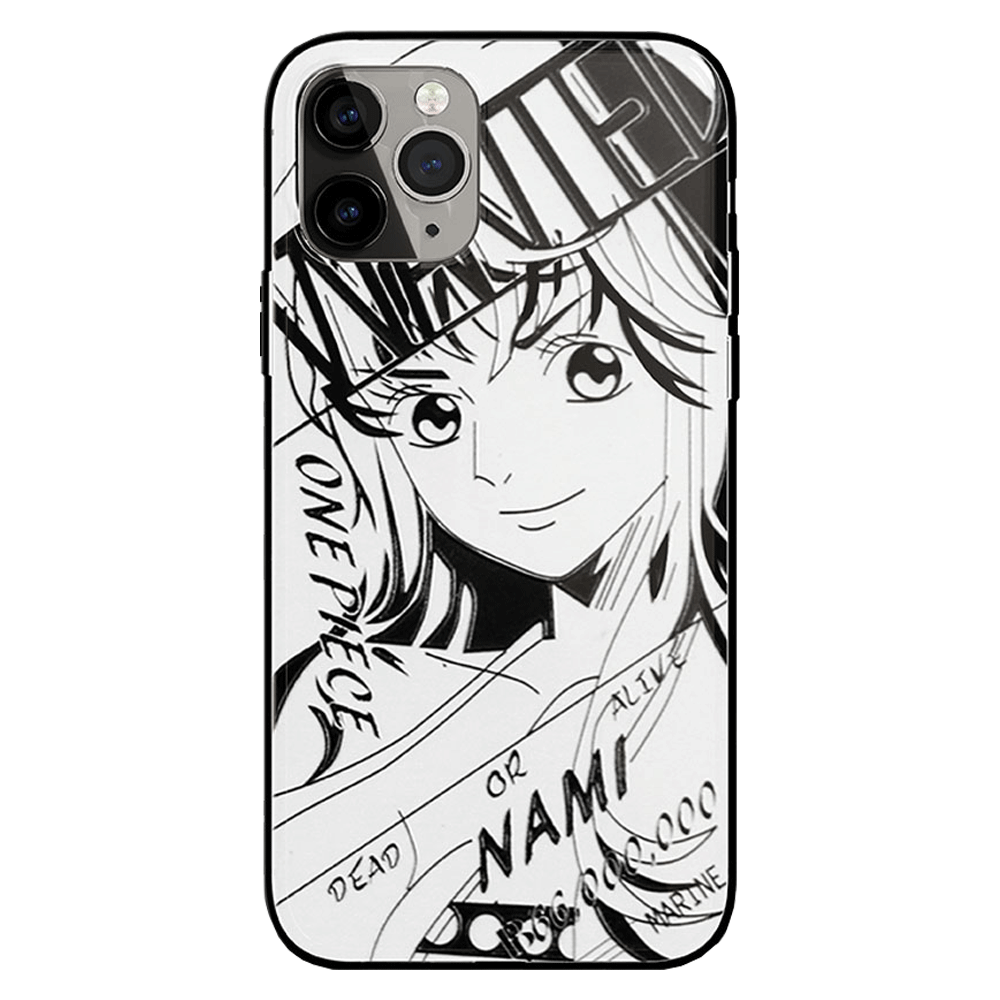 One Piece Zoro Luffy Ace Sanji Nami Characters Sketch Tempered Glass iPhone Case - 5 Styles-Phone Case-Monkey Ninja-iPhone XR-Nami-Tempered Glass-Monkey Ninja