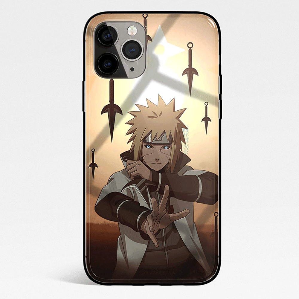 Naruto Minato Yellow Flash Tempered Glass Soft Silicone iPhone Case