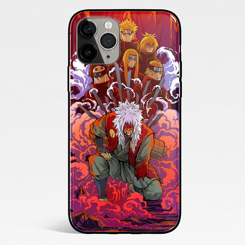 Naruto Jiraiya vs Pain Tempered Glass Soft Silicone iPhone Case