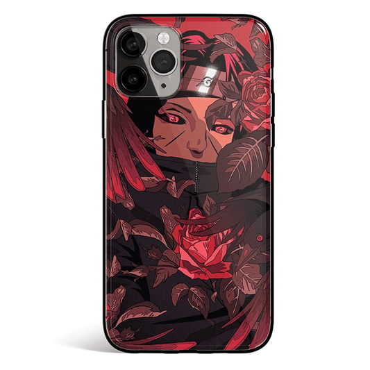 Naruto Itachi Rose and Crows Tempered Glass Soft Silicone iPhone Case-Phone Case-Monkey Ninja-iPhone X/XS-Tempered Glass-Monkey Ninja