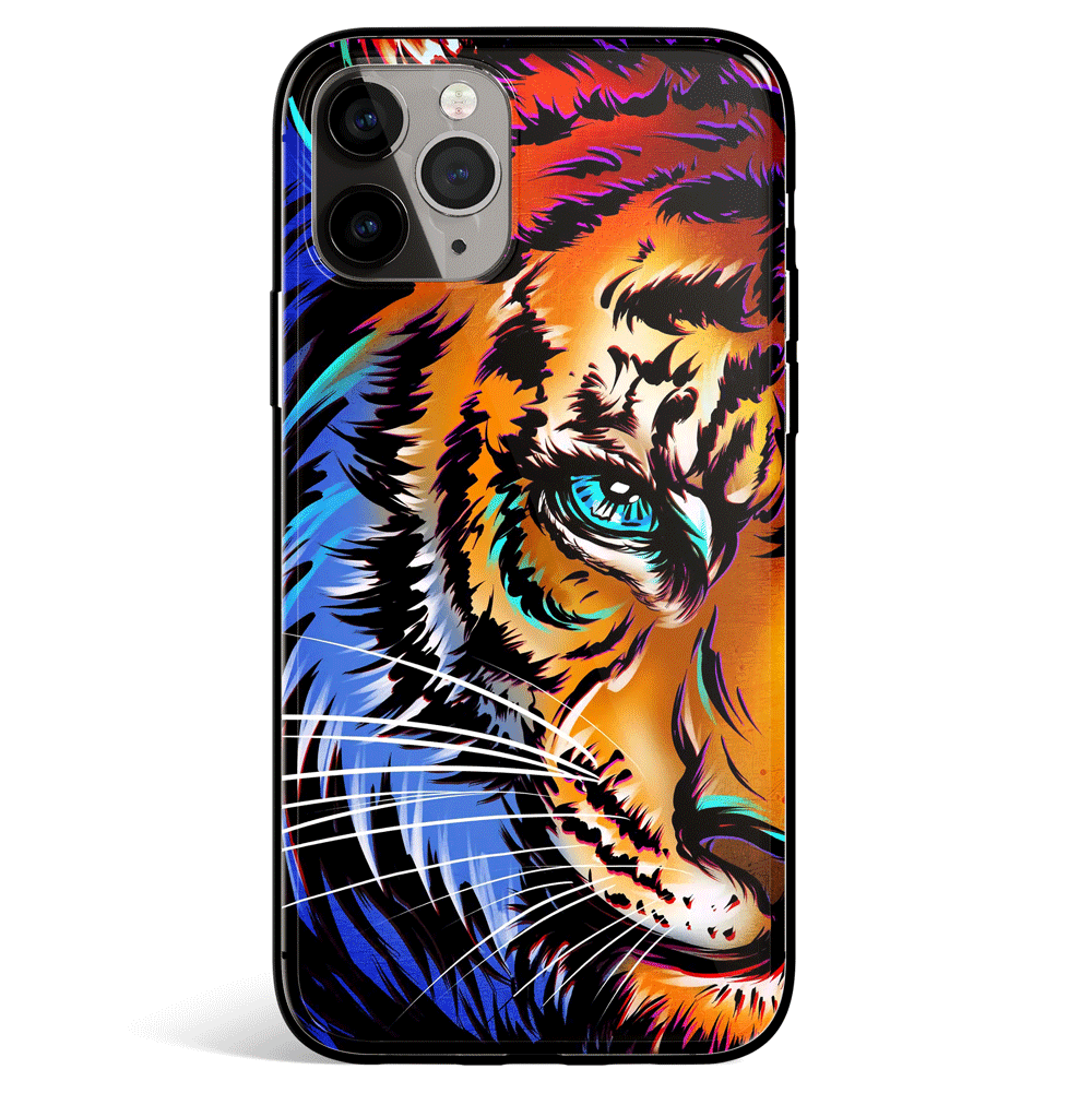 Tiger Eyes on you iPhone Tempered Glass Soft Silicone Phone Case-Feature Print Phone Case-Monkey Ninja-iPhone X/XS-Tempered Glass-Monkey Ninja