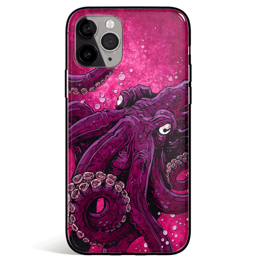 Octopus Painting iPhone Tempered Glass Phone Case