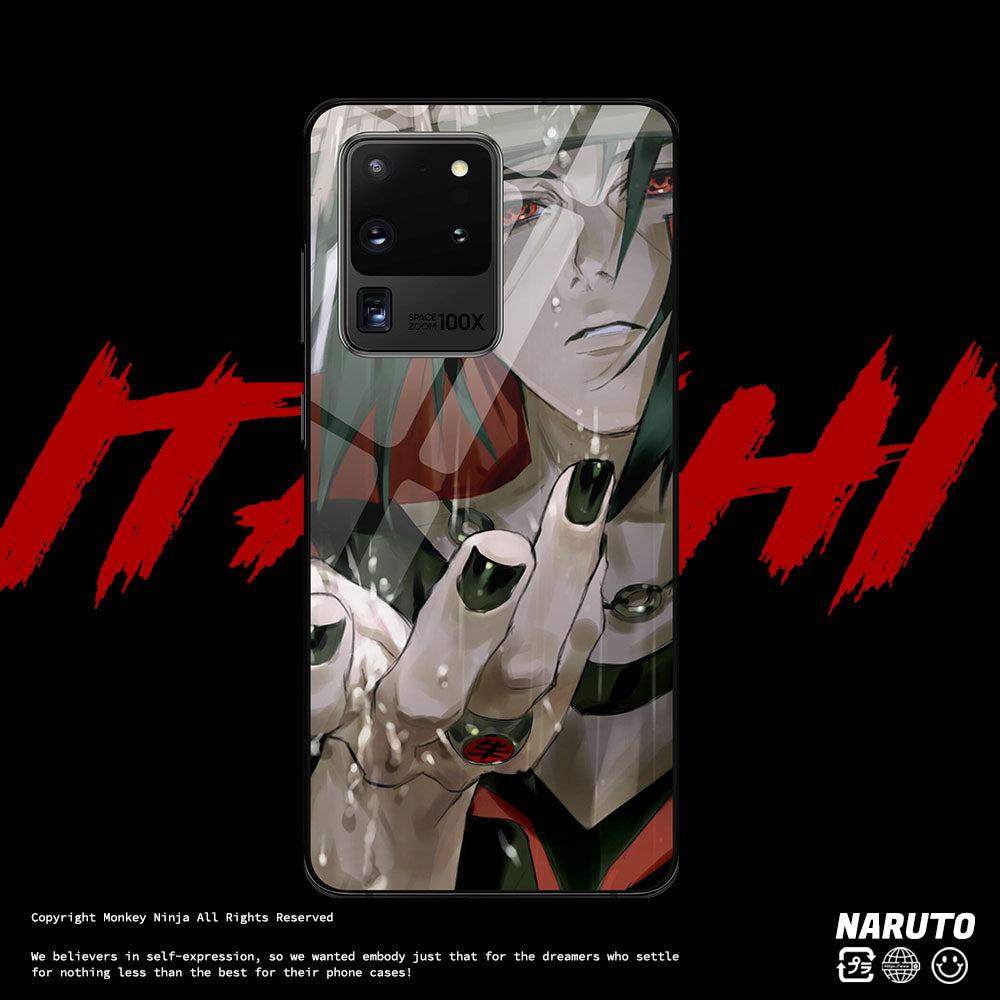 Itachi Naruto Anime Hand Draw Tempered Glass Phone Case for Samsung