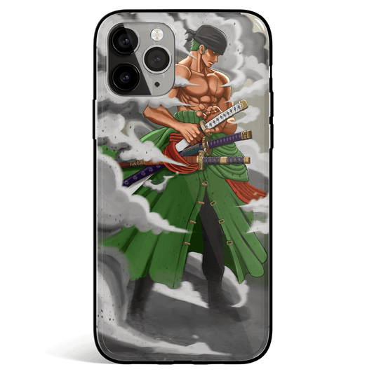 One Piece Zoro Three Swords iPhone Tempered Glass Soft Silicone Phone Case-Phone Case-Monkey Ninja-iPhone X/XS-Tempered Glass-Monkey Ninja