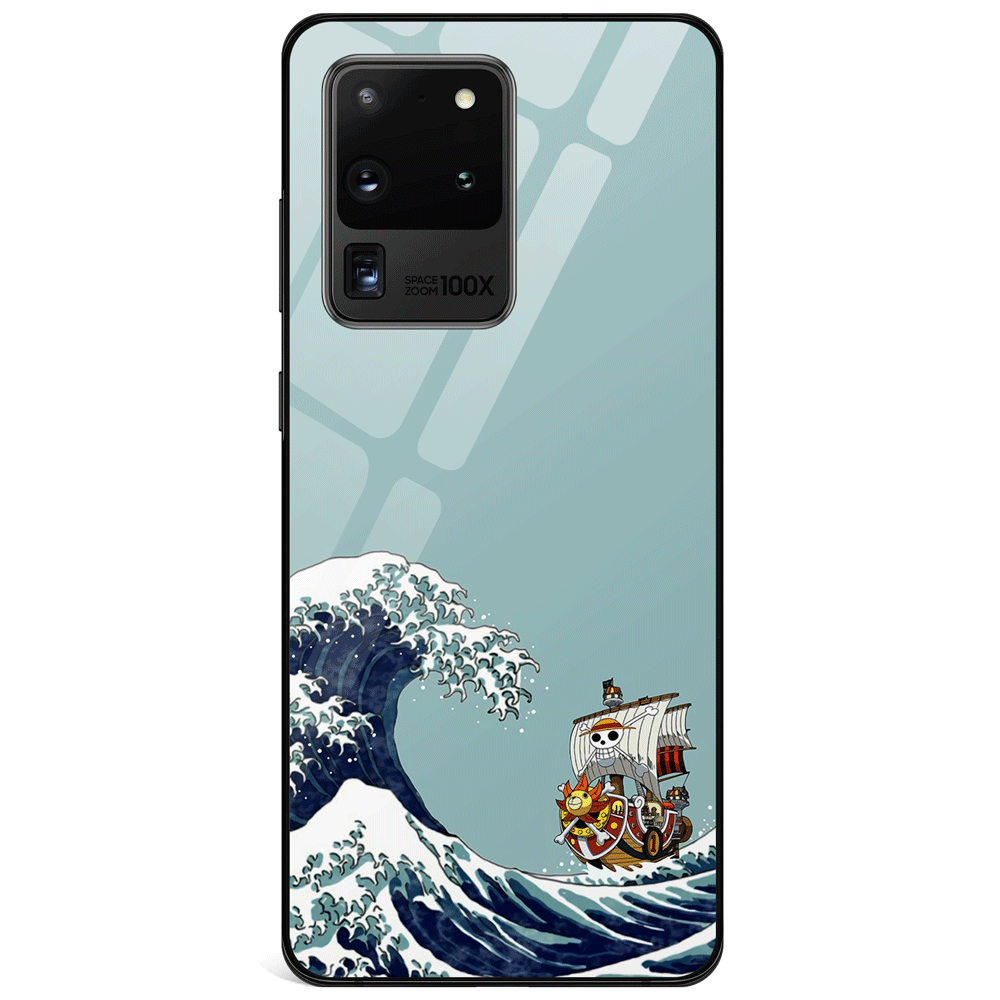 One Piece Thousand Sunny & Great Wave off Kanagawa Samsung Phone Case