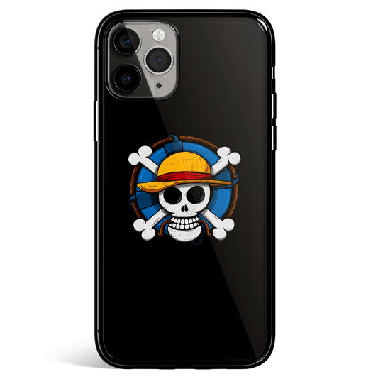 One Piece Straw Hat Skull iPhone Tempered Glass Soft Silicone Phone Case-Phone Case-Monkey Ninja-iPhone X/XS-Tempered Glass-Monkey Ninja