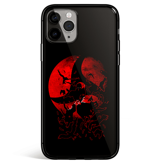 Naruto itachi Sharingan Silhouette iPhone Tempered Glass Soft Silicone Phone Case-Phone Case-Monkey Ninja-iPhone X/XS-Tempered Glass-Monkey Ninja