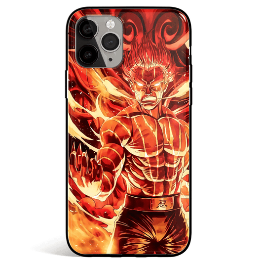 Naruto Guy Opening All Eight Gates iPhone Tempered Glass Soft Silicone Phone Case-Phone Case-Monkey Ninja-iPhone X/XS-Tempered Glass-Monkey Ninja