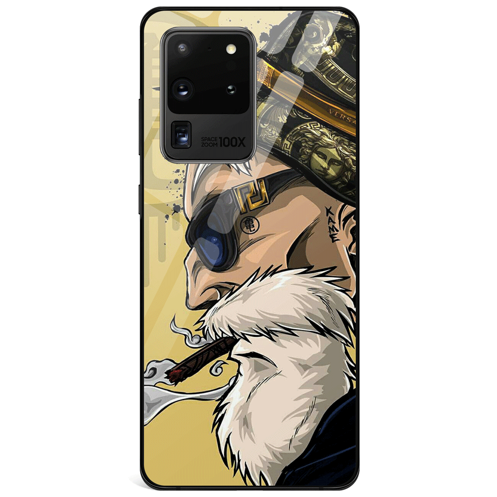 Hand-Drawn Master Roshi Yellow Tempered Glass Samsung Case