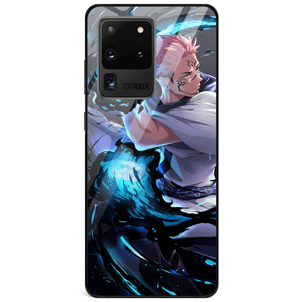 Jujutsu Kaisen Sukuna Fire Ability Tempered Glass Samsung Phone Case