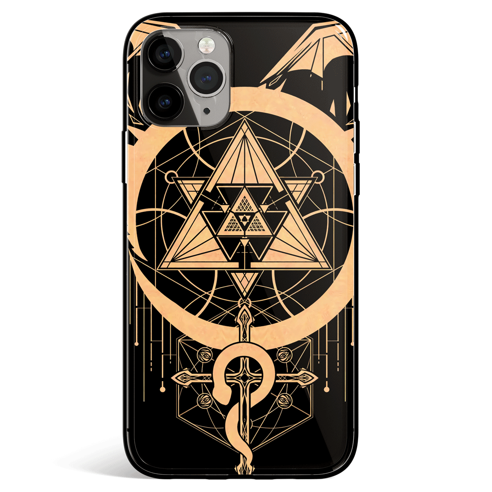 Fullmetal Alchemist Gilded Snakes of Alchemy Tempered Glass Soft Silicone iPhone Case-Phone Case-Monkey Ninja-iPhone X/XS-Tempered Glass-Monkey Ninja