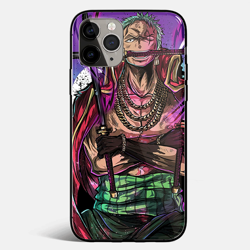 One Piece Roronoa Zoro Three Swords Styles Tempered Glass Soft Silicone iPhone Case-Phone Case-Monkey Ninja-iPhone XR-Tempered Glass-Monkey Ninja