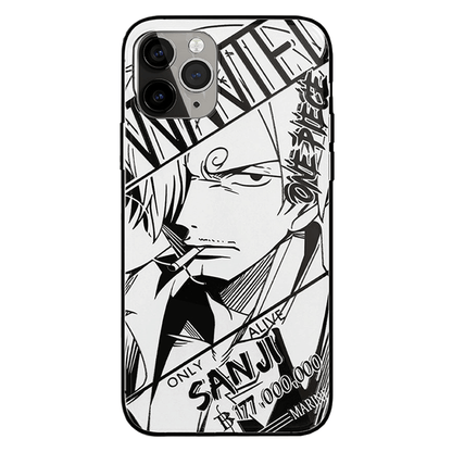 One Piece Zoro Luffy Ace Sanji Nami Characters Sketch Tempered Glass iPhone Case - 5 Styles-Phone Case-Monkey Ninja-iPhone XR-Sanji-Tempered Glass-Monkey Ninja