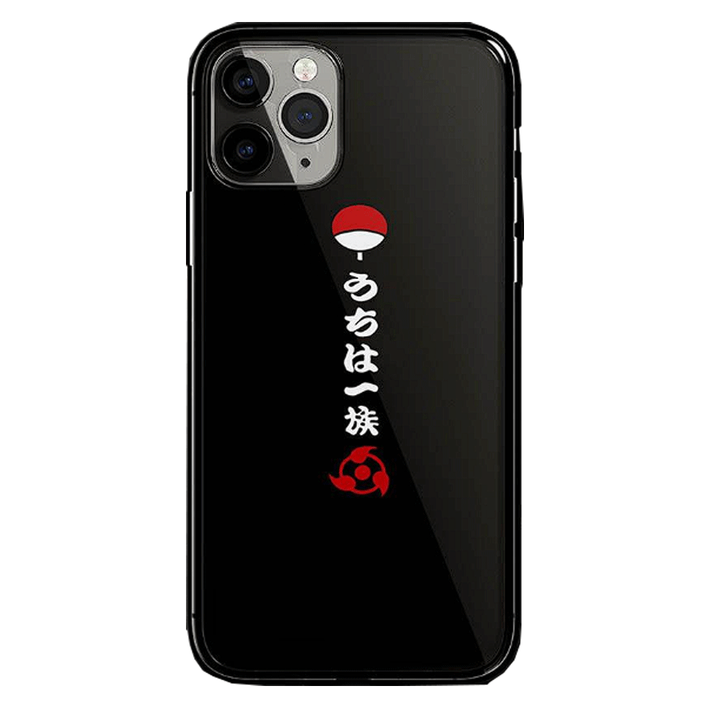 Uchiha Clans Crest Tempered Glass Soft Silicone iPhone Case - Two Styles