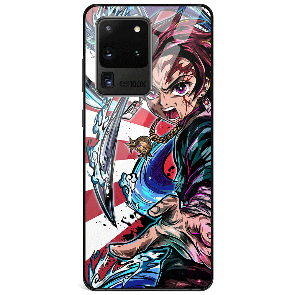 Demon Slayer Fury Tanjiro Kamado Tempered Glass Samsung Case-Phone Case-Monkey Ninja-Galaxy S9-Monkey Ninja