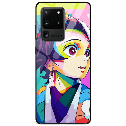 Demon Slayer Colorful Tanjiro Kamado Tempered Glass Samsung Case-Phone Case-Monkey Ninja-Galaxy S9-Monkey Ninja