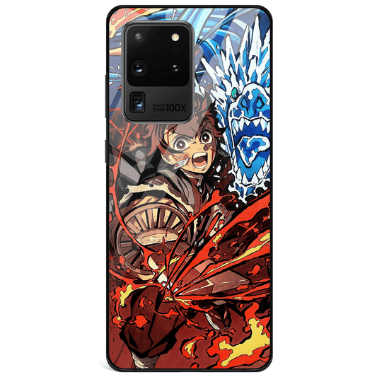 Demon Slayer Tanjiro Battle on the Infinite Train Tempered Glass Samsung Case-Phone Case-Monkey Ninja-Galaxy S9-Monkey Ninja