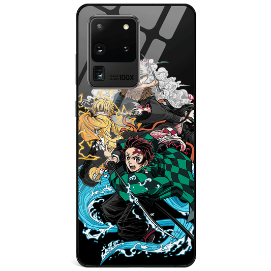 Demon Slayer Tanjiro Inosuke Zenitsu Nezuko Tempered Glass Samsung Case-Phone Case-Monkey Ninja-Galaxy S9-Monkey Ninja