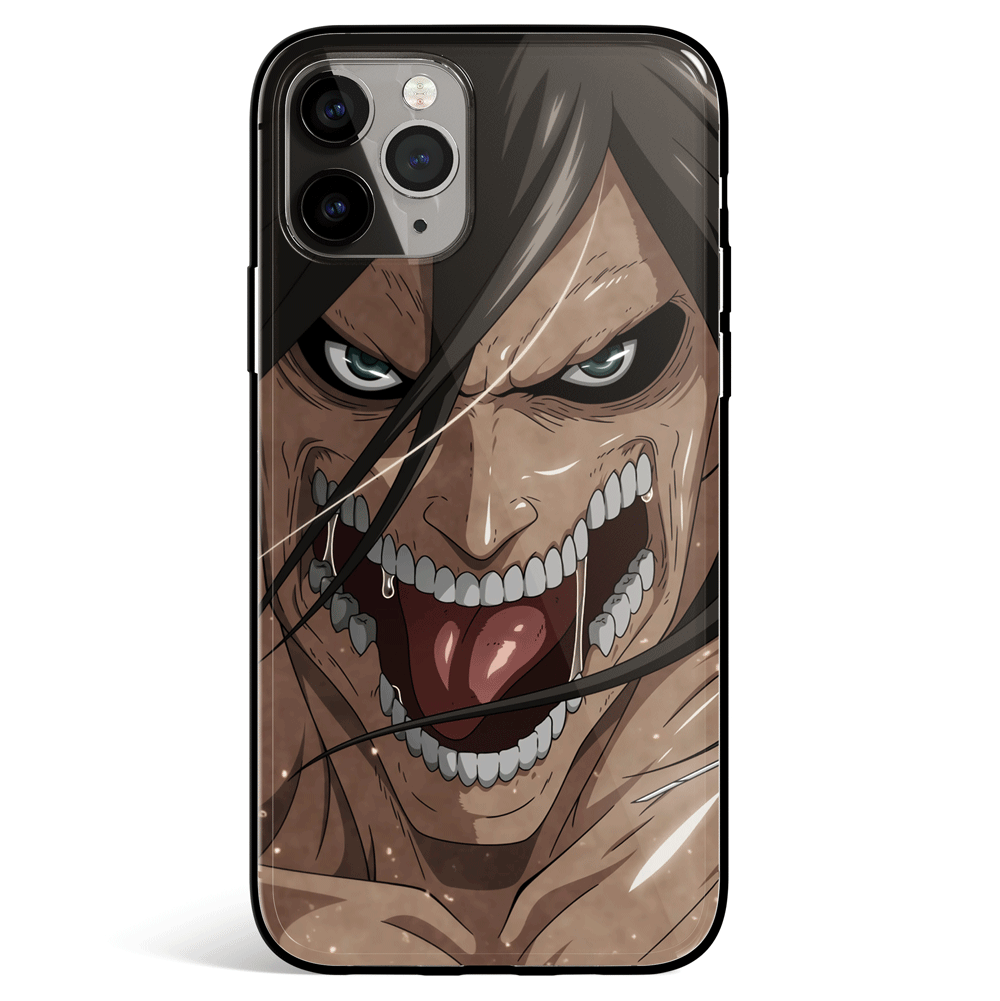 Attack on Titan Eren Titan Form Tempered Glass Soft Silicone iPhone Case-Phone Case-Monkey Ninja-iPhone X/XS-Tempered Glass-Monkey Ninja