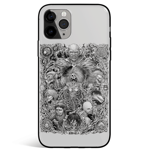 Attack on Titan All Titans Tempered Glass Soft Silicone iPhone Case-Phone Case-Monkey Ninja-iPhone X/XS-Tempered Glass-Monkey Ninja