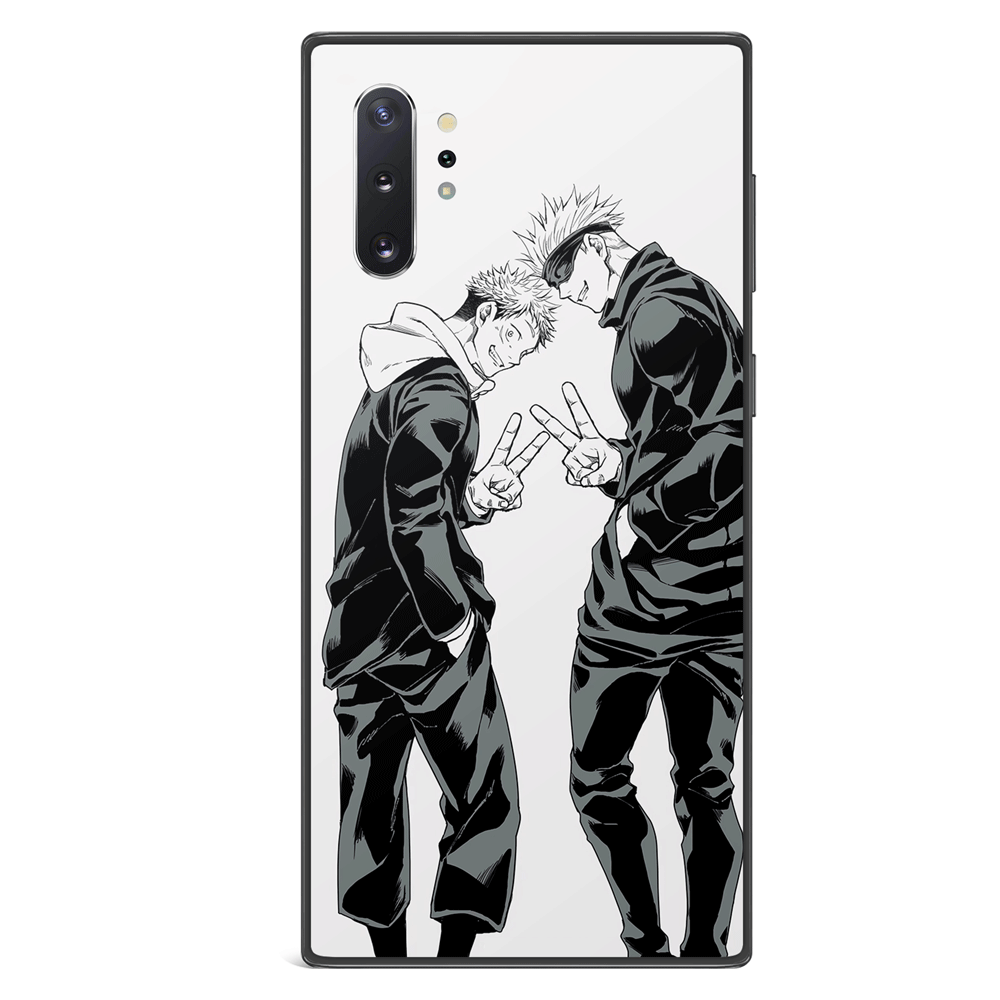Jujutsu Kaisen Yuji Itadori and Satoru Gojo Tempered Glass Samsung Phone Case