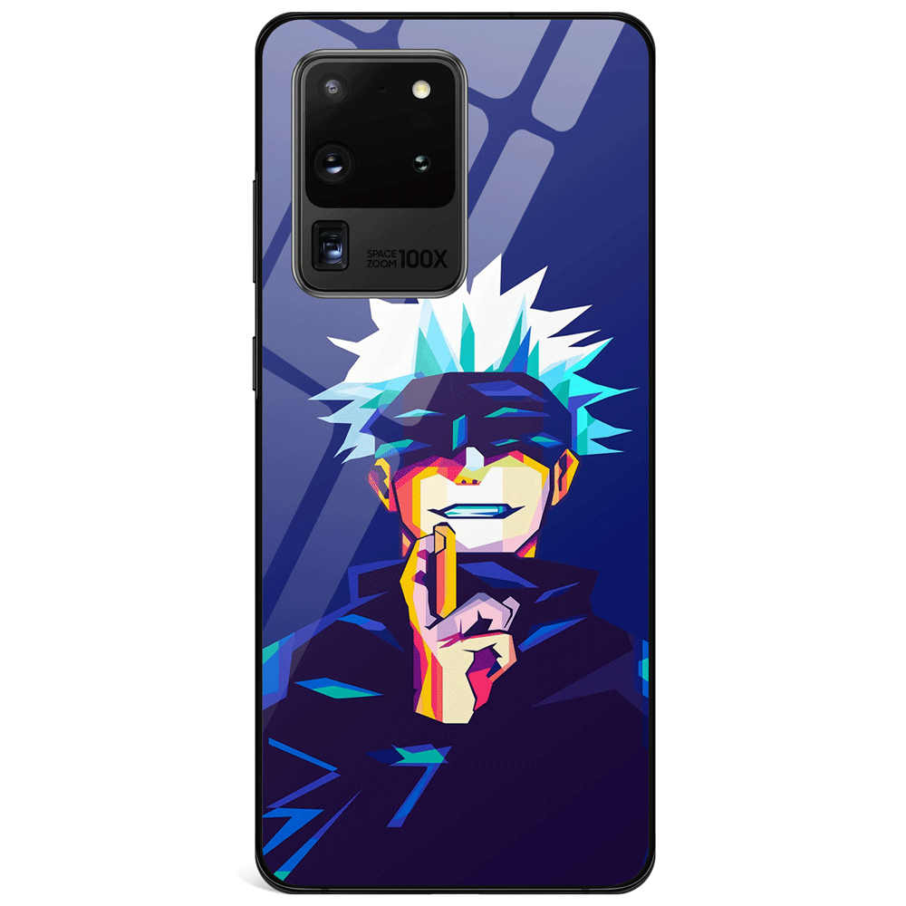 Jujutsu Kaisen Satoru Gojo Pop Art Blue Tempered Glass Samsung Phone Case